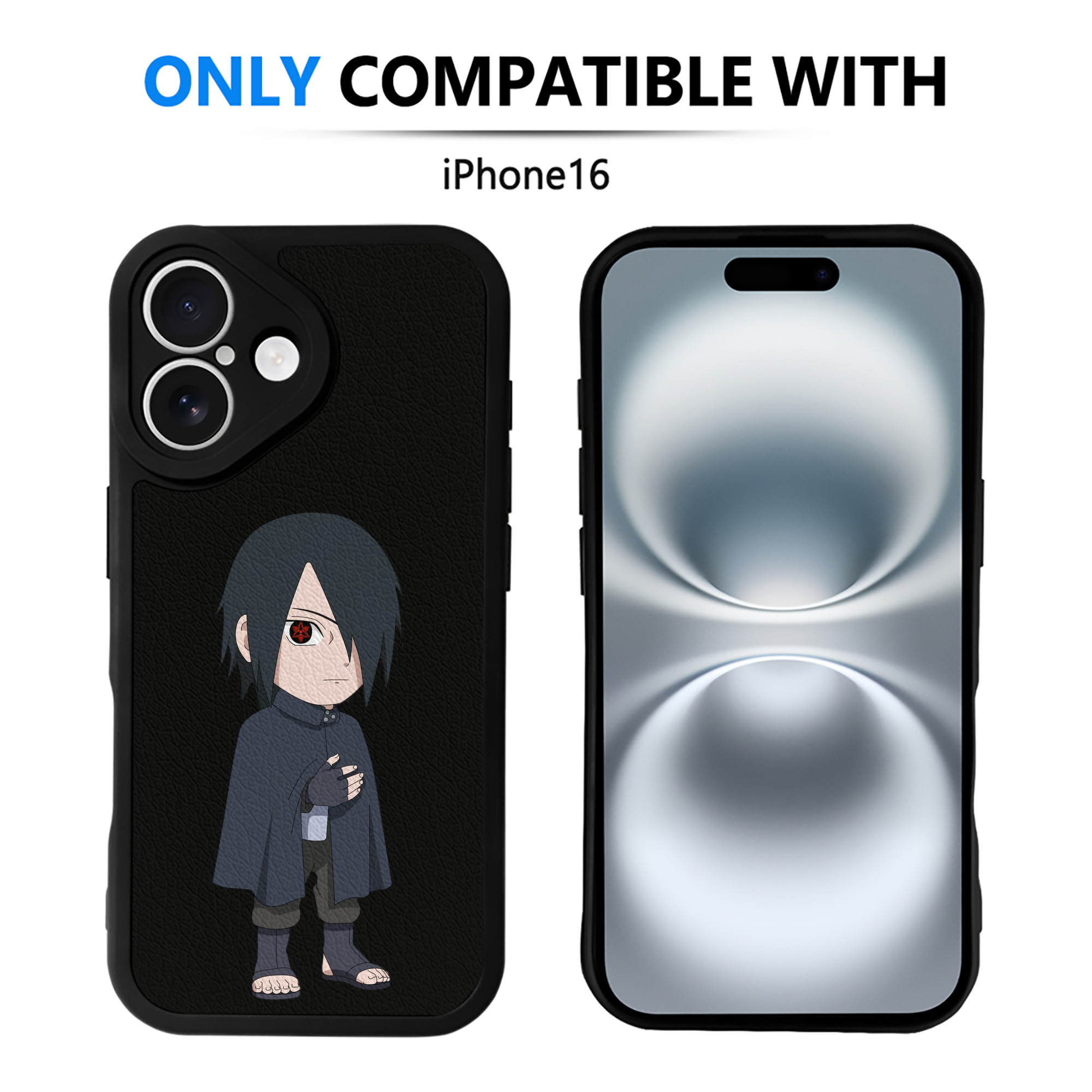 （画像用） NARUTO -ナルト- うちは サスケ Uchiha Sasuke 【iPhone 16シリーズ対応】シリコンスマホケース（レザー調） 材質：シリコン